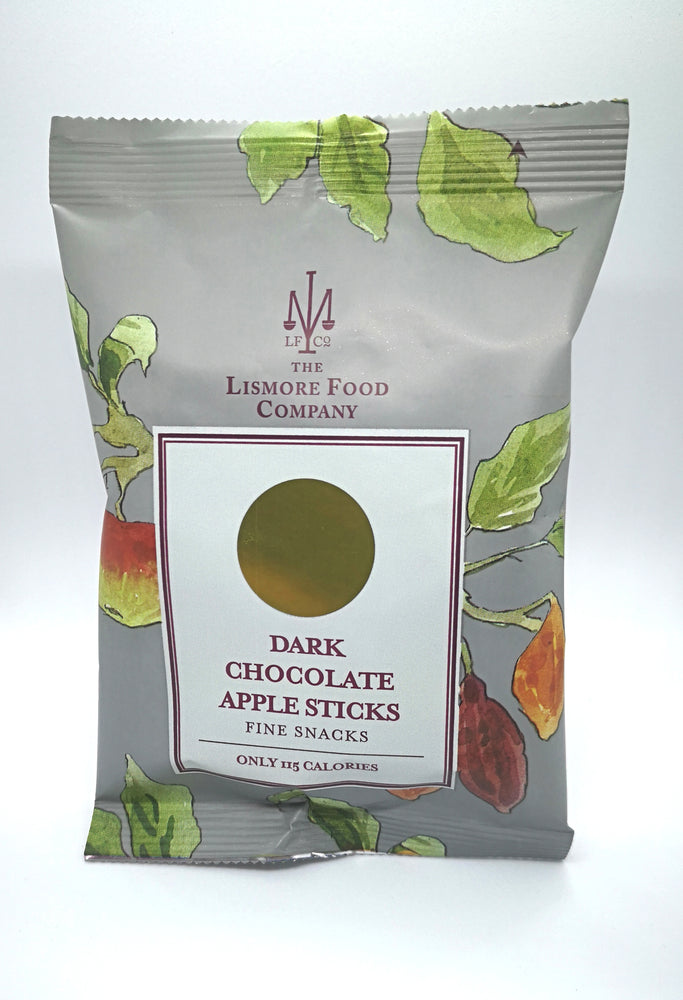 Lismore Dark Chocolate Apple Sticks. Only 115 calories per pack. 